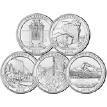 (image for) 2010 America the Beautiful 5 oz Silver Bullion Coin Set