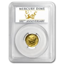 (image for) 2016-W 1/10 oz Gold Mercury Dime Centennial PCGS SP-70 FS