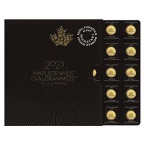 (image for) 2023 25x 1 Gram Gold Maple Leafs - Maplegram25™ In Assay Sleeve