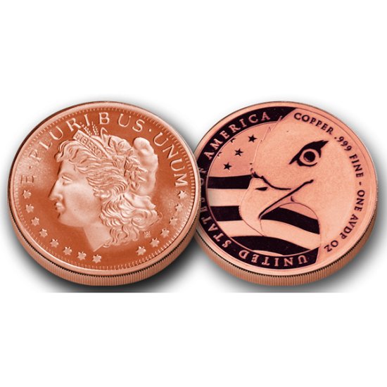 (image for) 1 AVDP oz Copper Morgan Dollar Coin - Click Image to Close