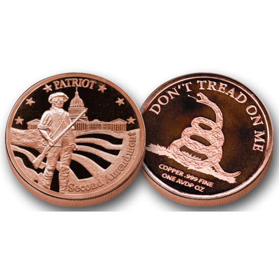(image for) 1 AVDP oz Patriot 2nd Amendment Copper Coin - Click Image to Close