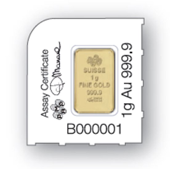 (image for) 1 Gram Divisible PAMP Suisse MULTIGRAM .9999 Fine Gold Bar - Click Image to Close