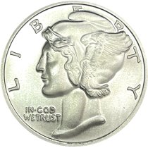 (image for) 1 oz Silver Mercury Dime Design Round 999 Fine Silver