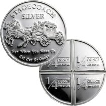 (image for) 1 oz Stagecoach 1/4 oz Fractional .999 Fine Silver Round
