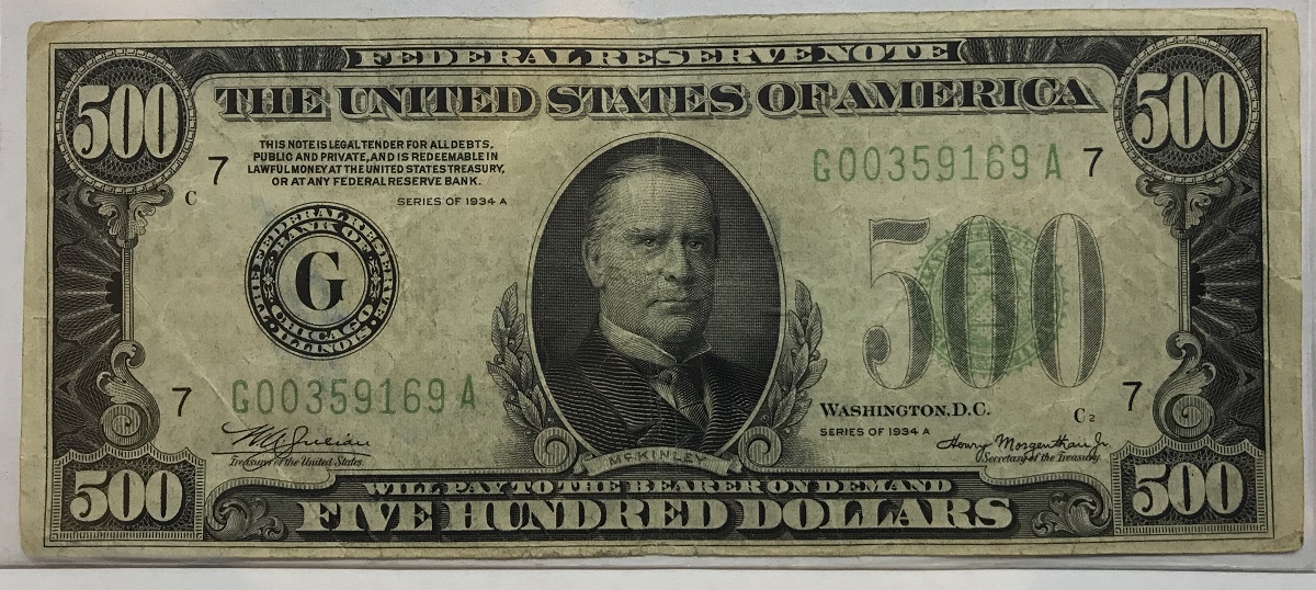 (image for) 1934A $500 Federal Reserve Bank Note - Click Image to Close