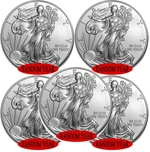 Lot of 5 - Random Year 1 oz American .999 Fine Silver Eagle Coins BU