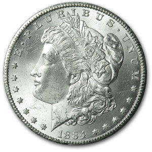 (image for) 1884-CC Brilliant Uncirculated Morgan Dollar In GSA Holder Box/COA - Click Image to Close