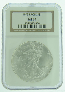 (image for) 1993 1 oz American Silver Eagle Coin With Air-Tite Holder - Click Image to Close