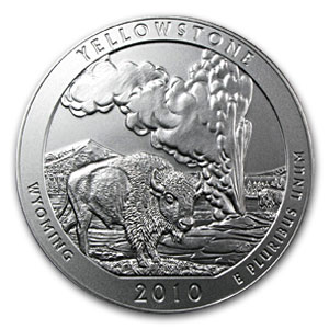 (image for) 2010 P 5 Oz America The Beautiful Yellowstone Coin W Box & COA - Click Image to Close