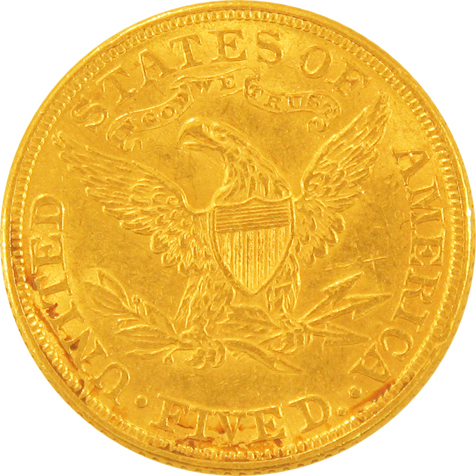 (image for) $5 Gold Eagle Liberty Coin 1849-1907 Random Year - Click Image to Close