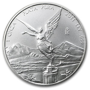 (image for) 2011 1 oz Mexican Silver Libertad Coin BU - Secondary Market - Discoloration - Click Image to Close
