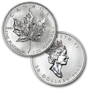 (image for) Random Year - 1 oz Platinum Canadian Maple Leaf Coin BU - Click Image to Close