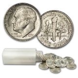 (image for) Roosevelt 90% Silver Dimes 100 Coins $10 Face Value Avg. Circ. - Click Image to Close