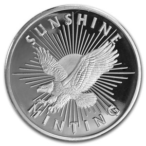 (image for) Roll of 20 - Sunshine Mint 1 oz .999 Fine Silver Round - Click Image to Close