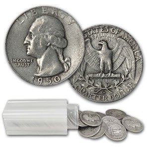 (image for) Washington Quarters $10 Face Value 90% Silver Roll Of 40 Coins - Click Image to Close