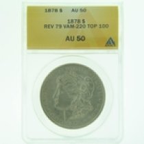 (image for) 1878 REV 79 VAM 220 Silver Morgan Dollar ANACS AU-50 TOP 100