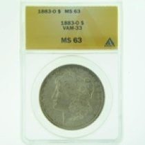 (image for) 1883 O VAM 33 Silver Morgan Dollar ANACS MS-63
