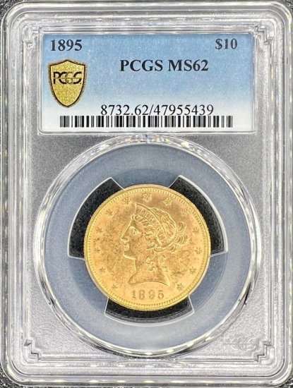 (image for) 1895 $10 PCGS MS62 Gold Eagle Liberty Coin - Click Image to Close