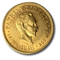 (image for) 1915 1 Pesos Cuba Jose Marti Gold Coin