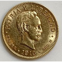 (image for) 1916 2 Pesos Cuba Jose Marti Gold Coin