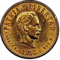 (image for) 1916 4 Pesos Cuba Jose Marti Gold Coin
