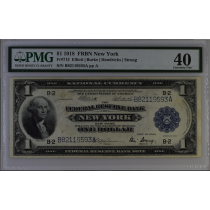 (image for) 1918 $1 Dollar FRBN New York Fr-713 PMG 40 Extremely Fine
