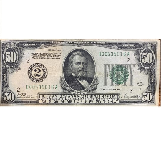 (image for) 1928 Series $50 Federal Reserve FR# 2100-B Note - Click Image to Close