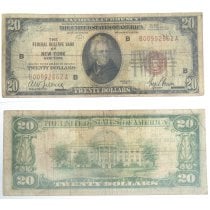 (image for) 1929 $20 Federal Reserve Note New York NY
