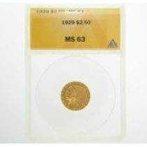 (image for) 1929 $2.5 Gold Indian Head Eagle Coin ANACS MS63