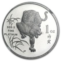 (image for) 1986 1 oz Singapore Platinum Tiger Coin
