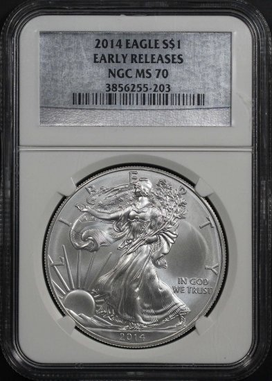 (image for) 2014 Silver American Eagle MS-70 NGC ER - Silver Label - Click Image to Close