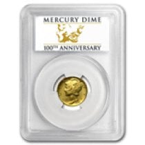 (image for) 2016-W 1/10 oz Gold Mercury Dime Centennial PCGS SP-69 FS