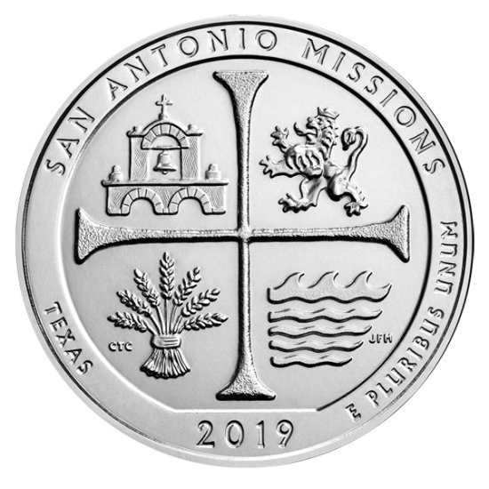 (image for) 2019 5 oz Silver ATB San Antonio Missions National Hist. Park - Click Image to Close
