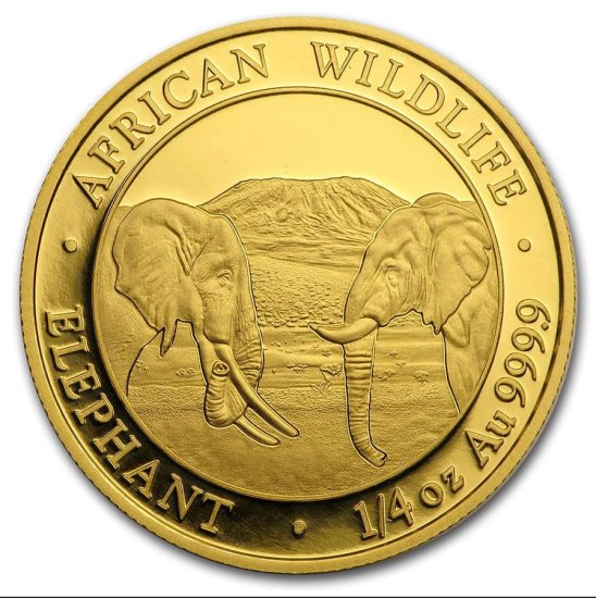 (image for) 2020 Somalia 1/4 oz Gold Elephant Coin BU - Click Image to Close
