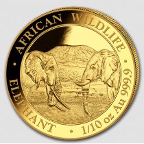 (image for) 2020 Somalia 1/10 oz Gold Elephant Coin BU