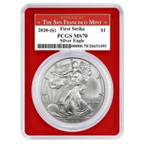 (image for) 2020 (S) Struck At San Francisco Silver Eagle PCGS MS70 FS Red L