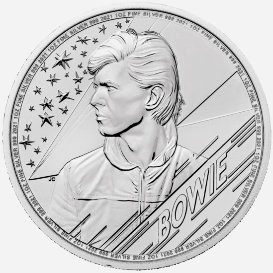 (image for) 2021 Music Legends series - David Bowie 1 oz Silver Coin BU - Click Image to Close