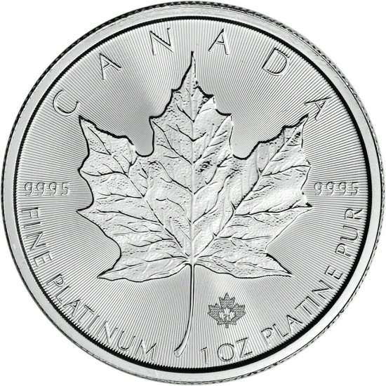 (image for) 2021 1 oz .9995 Fine Platinum Canadian Maple Leaf $50 Coin BU - Click Image to Close