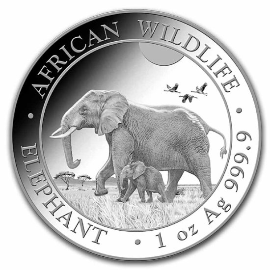 (image for) 2022 1 oz Silver Somalian African Elephant Coin BU - Click Image to Close