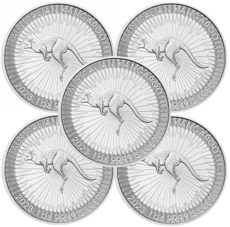 Lot of 5 - 2023 1 oz Silver Australian Kangaroo Coin BU
