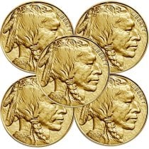 (image for) Lot of 5 - 2024 1 oz .9999 Fine Gold American Buffalo Coin BU