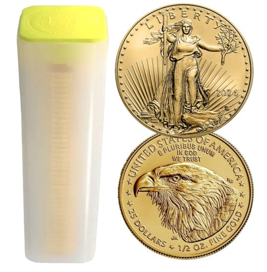 (image for) Lot of 40 - 2024 1/2 oz $25 Gold American Eagle Coin BU - Click Image to Close