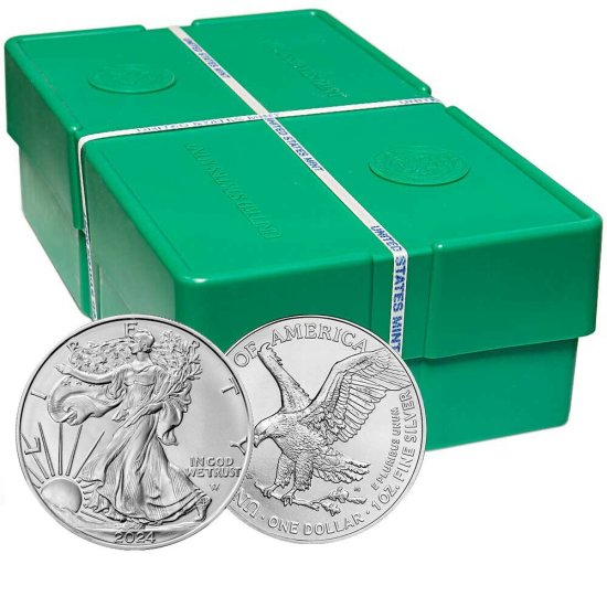 (image for) Box of 500 - 2024 1 oz .999 Fine Silver American Eagle $1 Coin BU - Click Image to Close