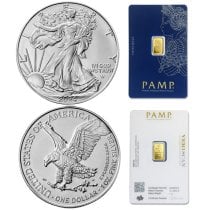 (image for) 2024 American Silver Eagle 1 oz & Pamp Suisse 1 gr 9999 Gold Bar