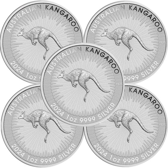 (image for) Lot of 5 - 2024 1 oz Silver Australian Kangaroo Coin BU - Click Image to Close
