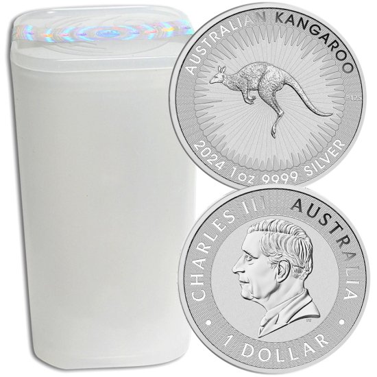(image for) Roll of 25 - 2024 1 oz Australian .9999 Fine Silver Kangaroo $1 Coin BU - Click Image to Close