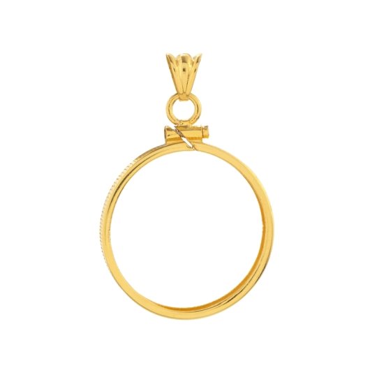 (image for) 14K Gold Screw-Top Plain Coin Bezel - 27 mm - Click Image to Close