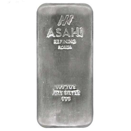 (image for) 100 oz Asahi Silver Bar .999 Fine Silver - Asahi Florida Bars - Click Image to Close