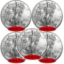 (image for) Lot of 5 - Random Year 1 oz American .999 Fine Silver Eagle Coins BU