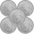 (image for) Lot of 5 - 1 oz .999 Fine Silver Round Buffalo Warrior